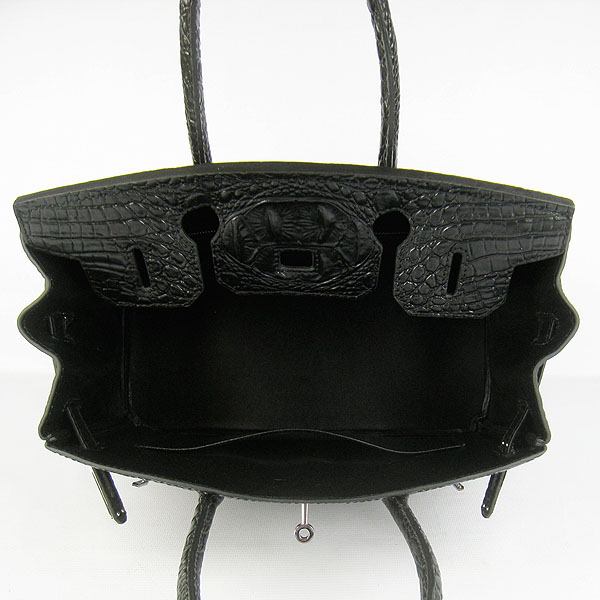 Replica Hermes Birkin 30CM Crocodile Head Veins Bag Black 6088 On Sale